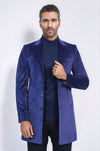 Peak Lapel Blue Men Coat - Wessi
