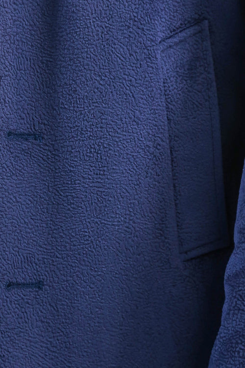 Peak Lapel Blue Men Coat - Wessi