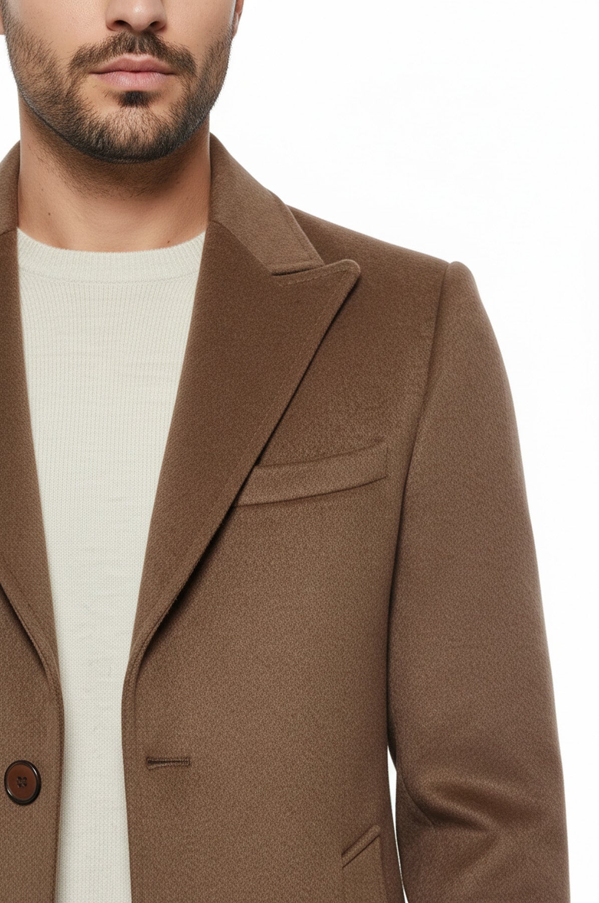 Brown Men Long Coat - Wessi