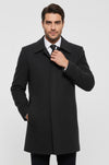 Anthracite Hidden Button Peak Lapel Coat - Wessi
