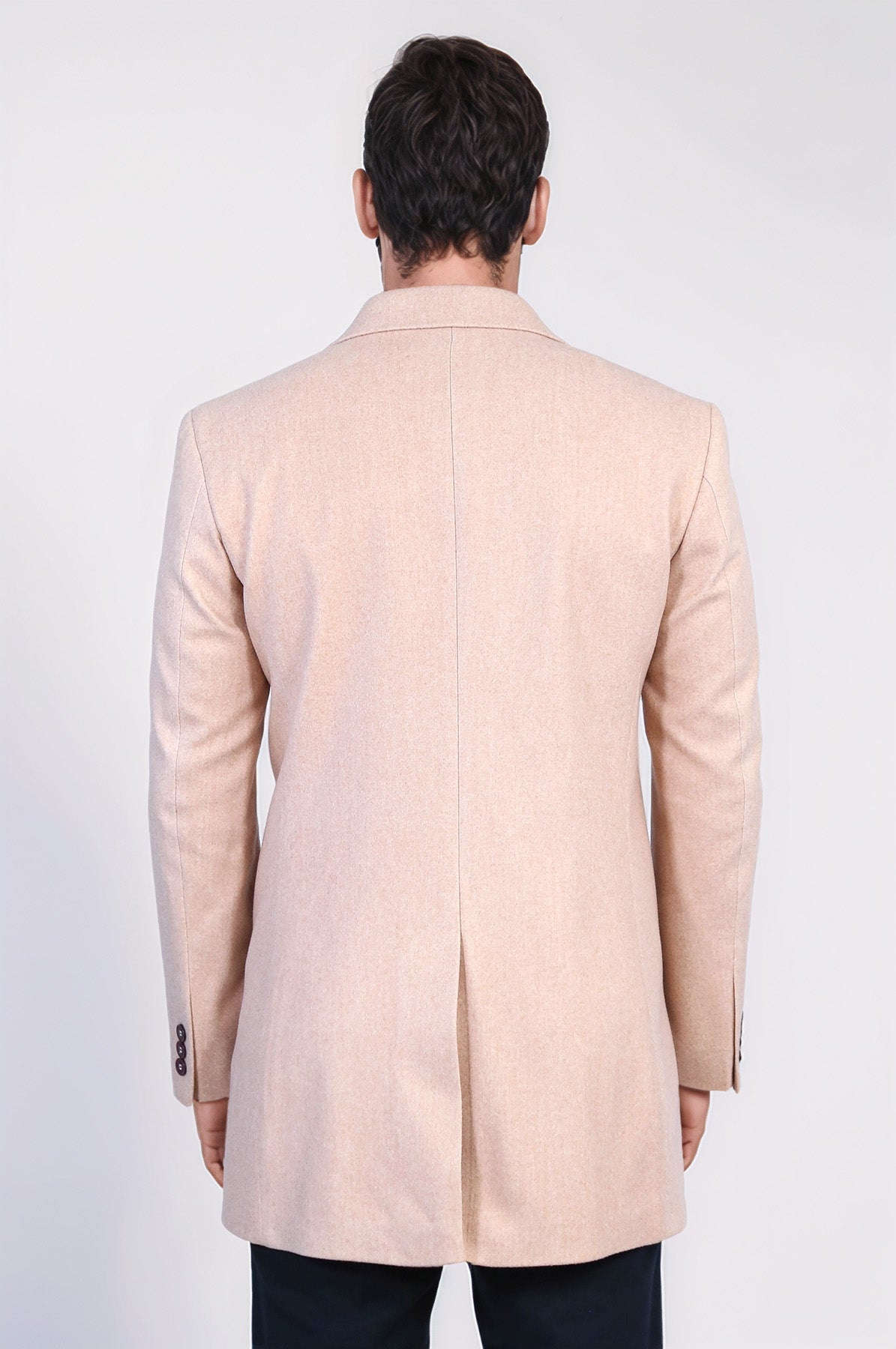 Wide Lapel Wool Light Pink Men Coat - Wessi