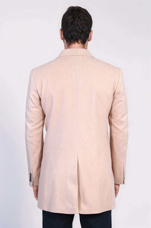 Wide Lapel Wool Light Pink Men Coat - Wessi