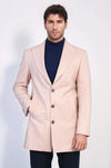 Wide Lapel Wool Light Pink Men Coat - Wessi