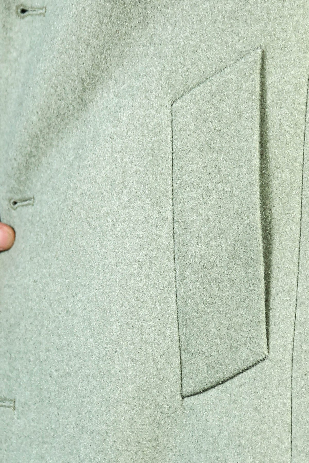 Wide Lapel Wool Oil Green Men Coat - Wessi