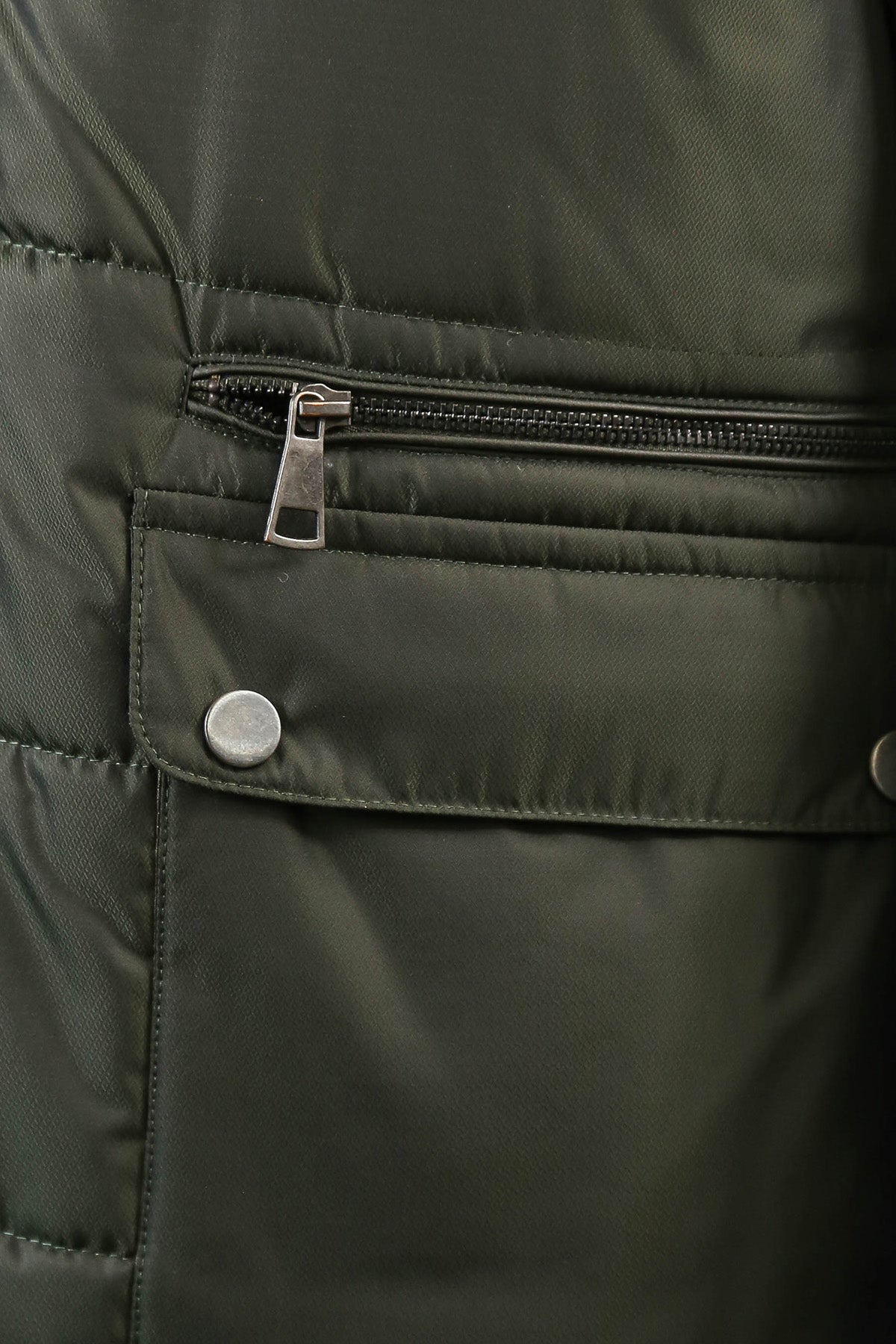 Slim Fit Hooded Green Men Coat - Wessi