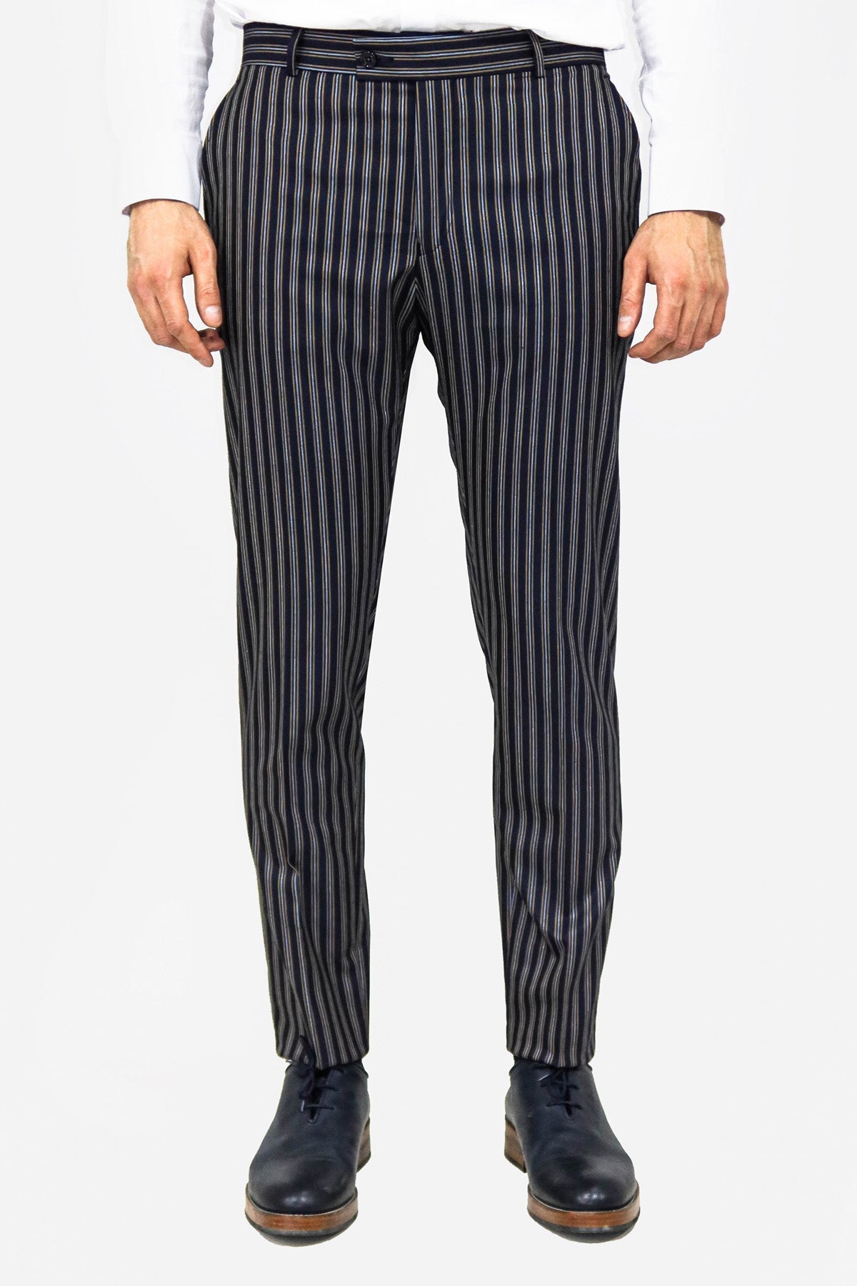 Striped Navy Blue Men Trousers - Wessi