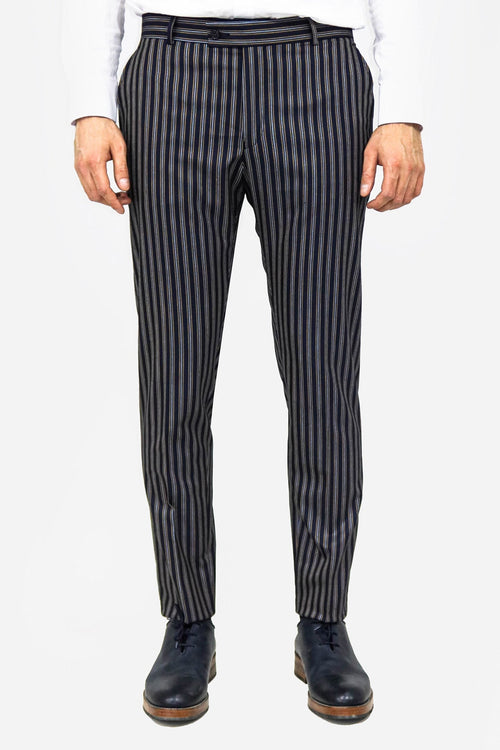 Striped Navy Blue Men Trousers - Wessi