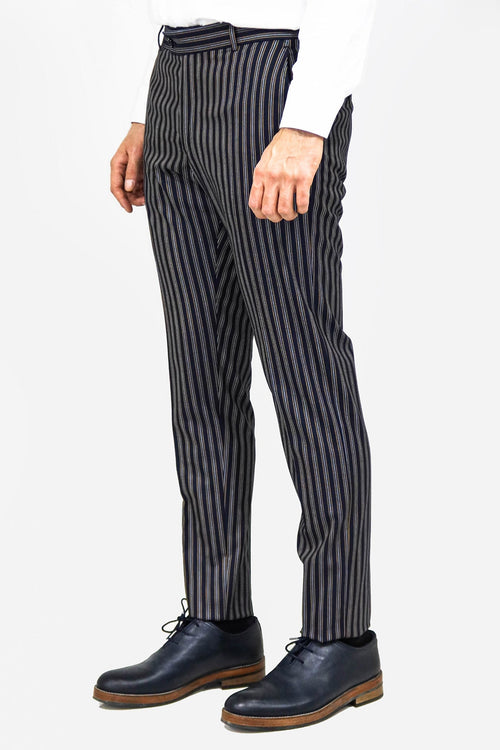 Striped Navy Blue Men Trousers - Wessi