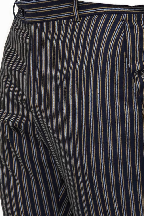 Striped Navy Blue Men Trousers - Wessi