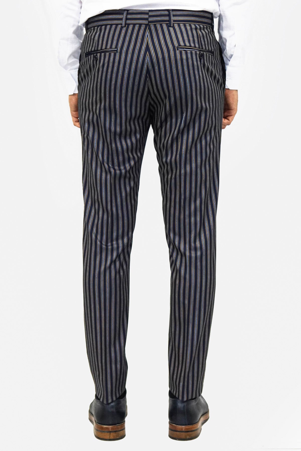 Striped Navy Blue Men Trousers - Wessi
