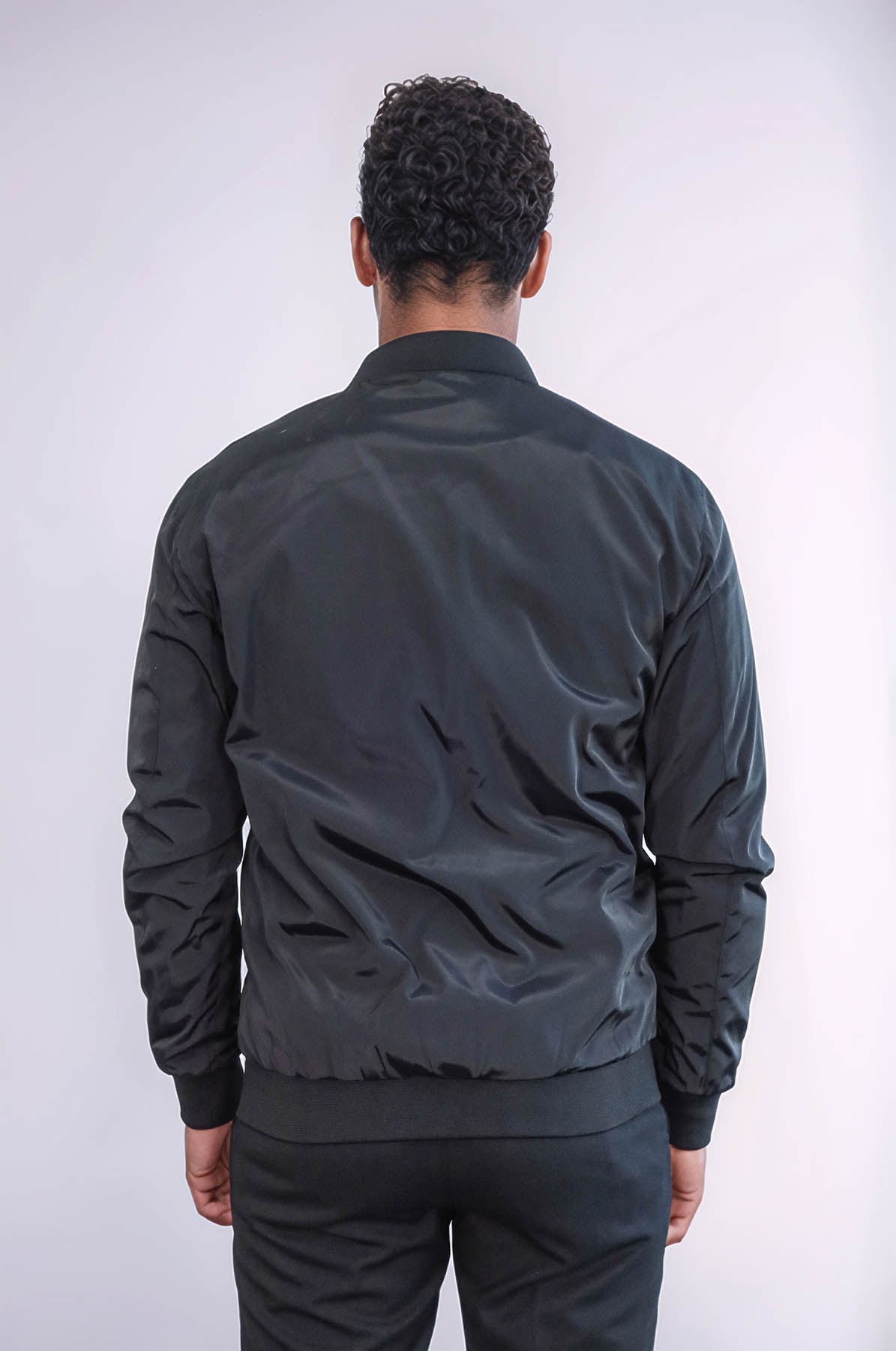 Flap Pockets Zippered Black Men Bomber Coat - Wessi