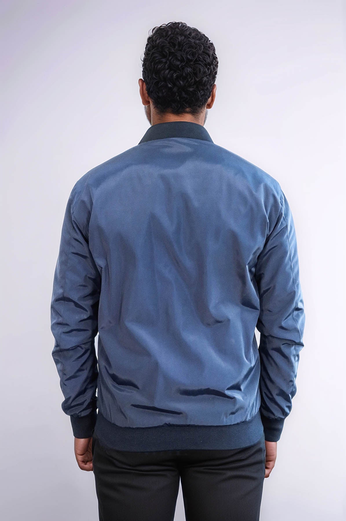 Flap Pockets Zippered Blue Men Bomber Coat - Wessi