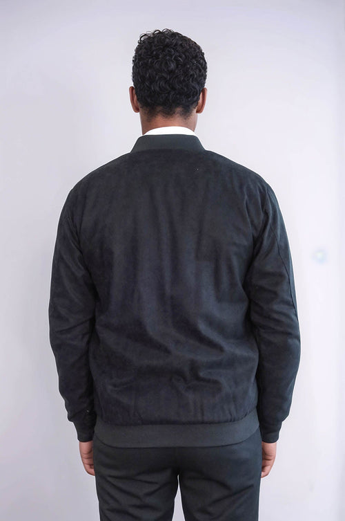 Plain Zippered Pockets Black Men Bomber Coat - Wessi