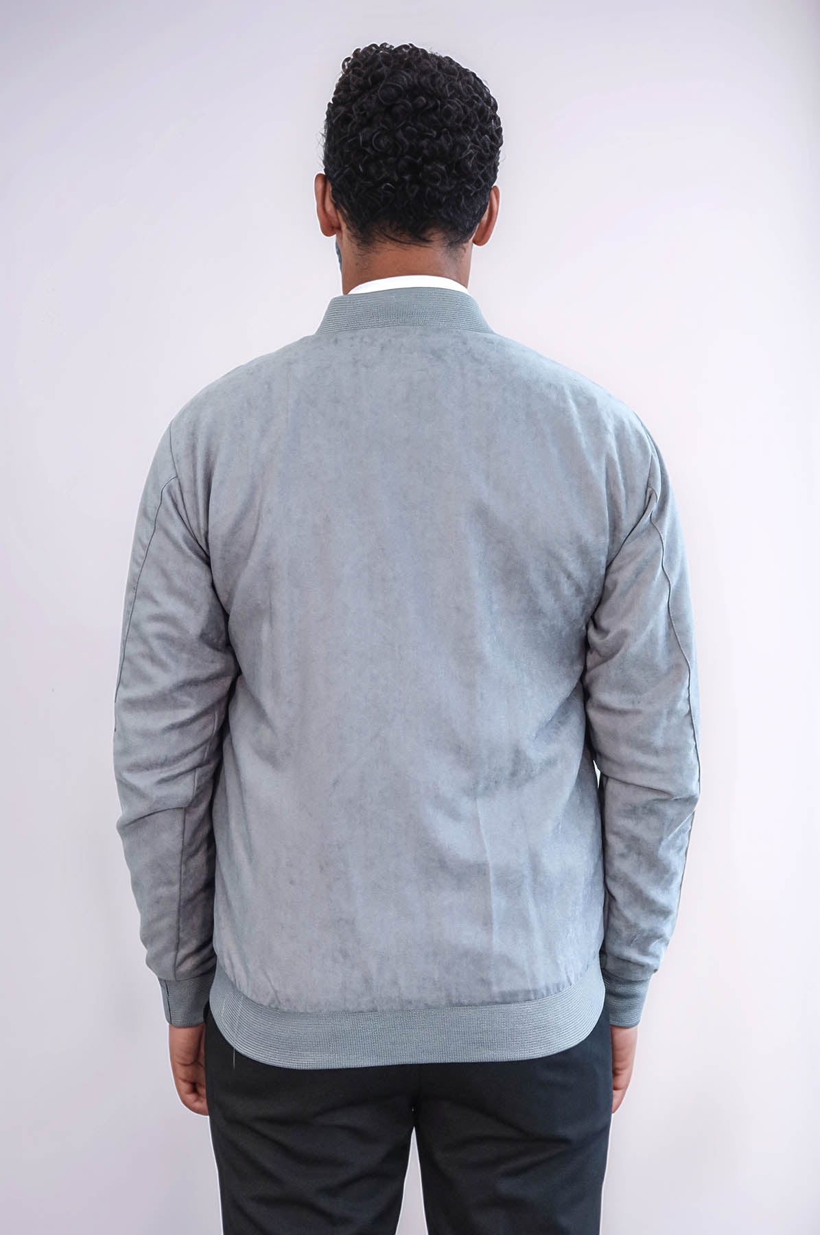 Plain Zippered Pockets Grey Men Bomber Coat - Wessi