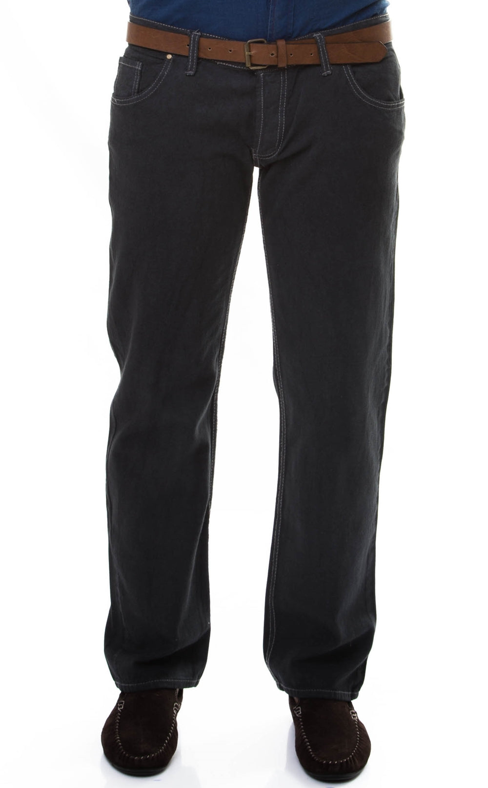 Slim Fit Straight Cut Washed Anthracite Men Trousers