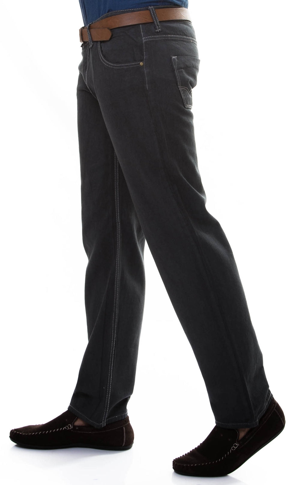 Slim Fit Straight Cut Washed Anthracite Men Trousers