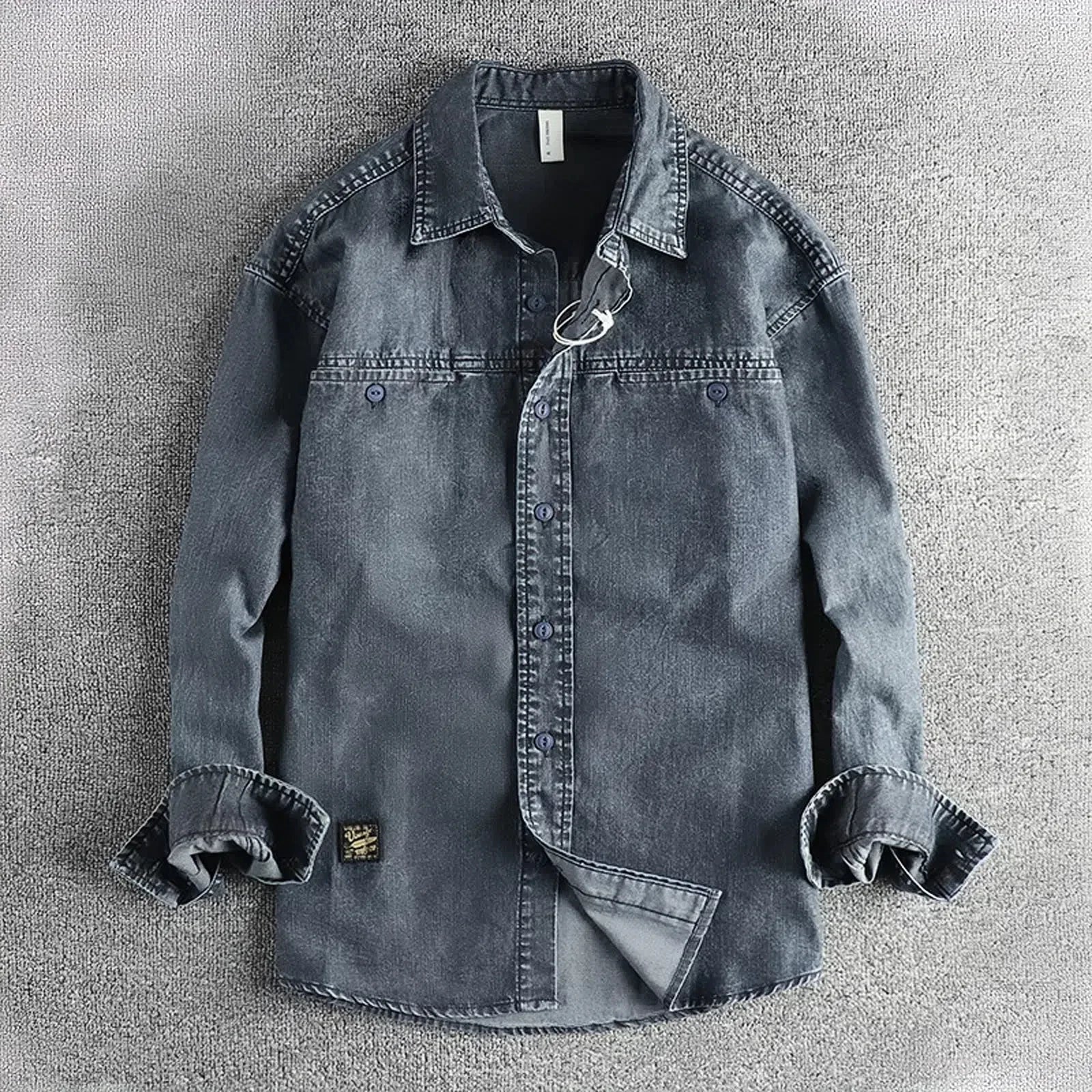 Vintage Heavy-Wash Denim Jacket for Men