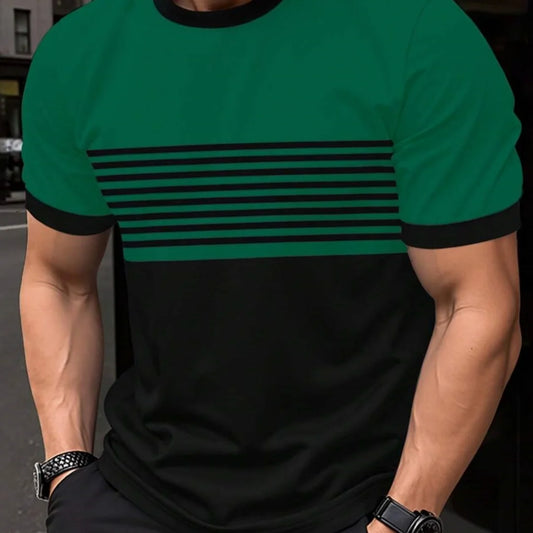 Men’s Oversized Striped Printed T-Shirt
