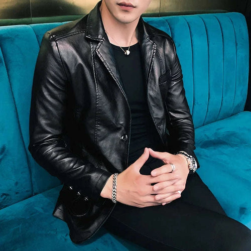 Mens Blazer Jacket Men's Jackets Winter and Autumn Leather Jackets New Arrived New Korean Style Slim Trend Pu Leather Jackets Koala Sydney 