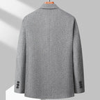 Men's Wool Blazer Herringbone Pattern Casual Business Suit Jacket