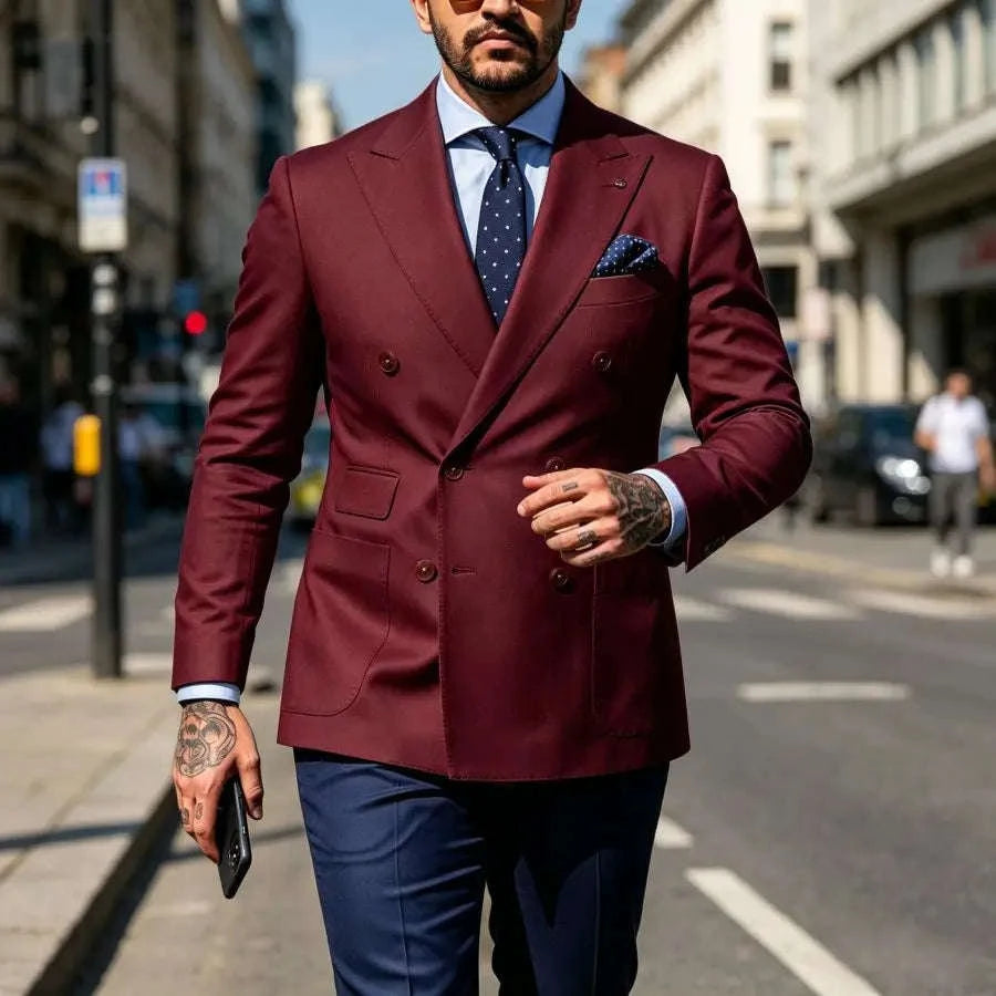 Men's Slim Fit Double Breasted 2-Piece Suit Set Koala Sydney 