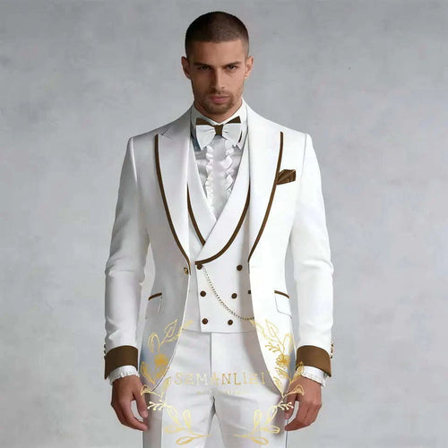 Luxury White 3-Piece Men's Wedding Suit (Jacket + Vest + Pants) Koala Sydney 