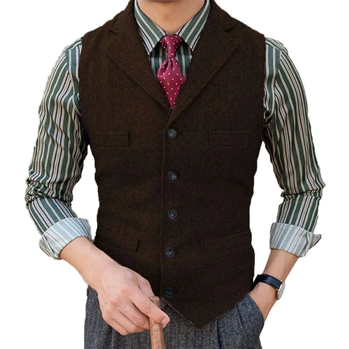 Men's Herringbone Wool Blend Suit Vest Koala Sydney 