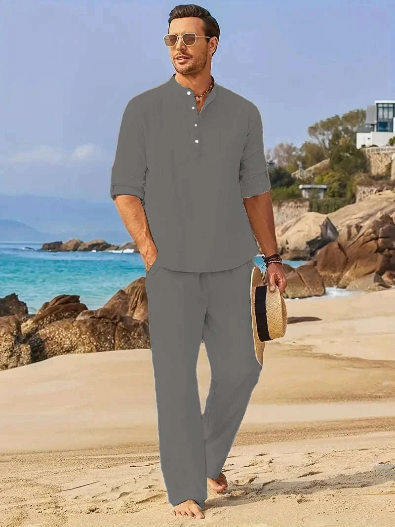 Men's White Linen 2-Piece Summer Outfit Koala Sydney 