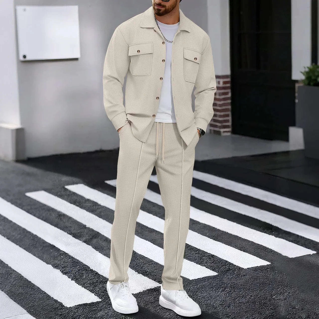 Men's Casual Two-Piece Waffle Texture Suit Koala Sydney 
