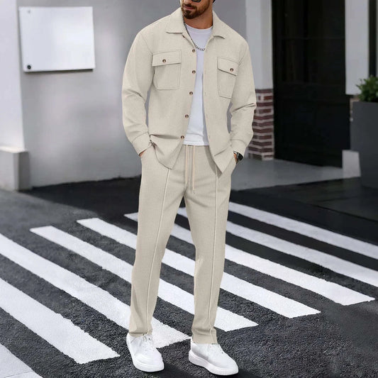 Men's Casual Two-Piece Waffle Texture Suit