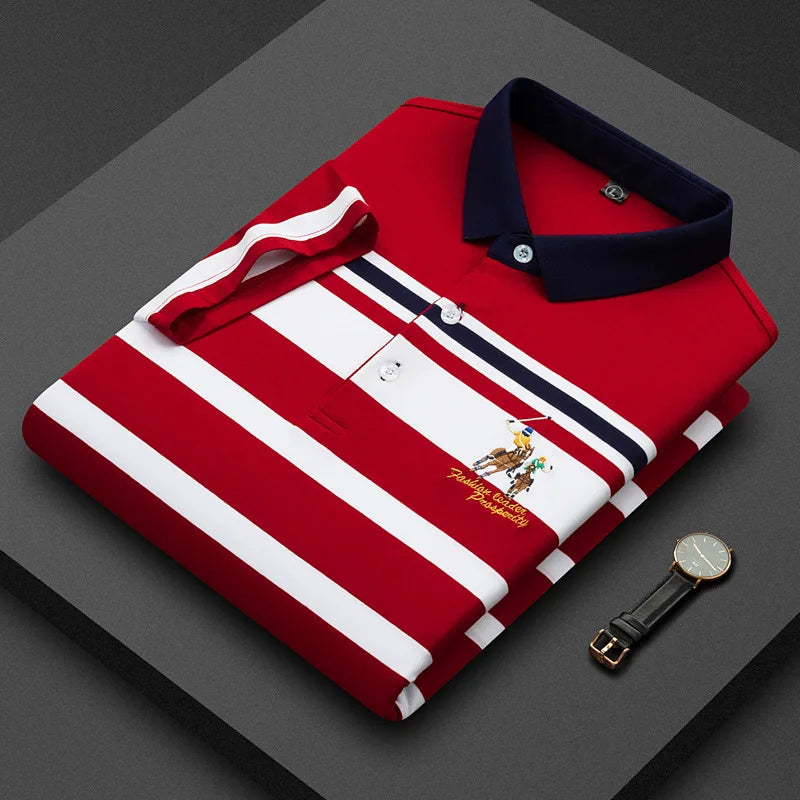 Summer Fashion Striped Polo Shirt Man Cotton Comfortable Business Casual