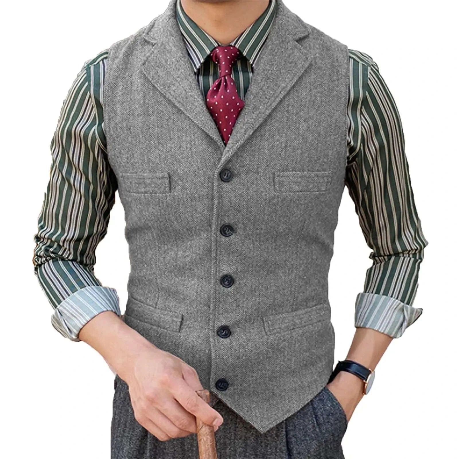 Men's Herringbone Wool Blend Suit Vest Koala Sydney 