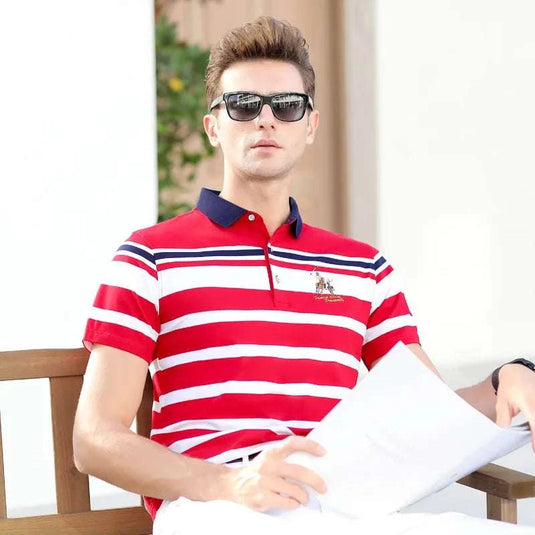 Summer Fashion Striped Polo Shirt Man Cotton Comfortable Business Casual Koala Sydney 
