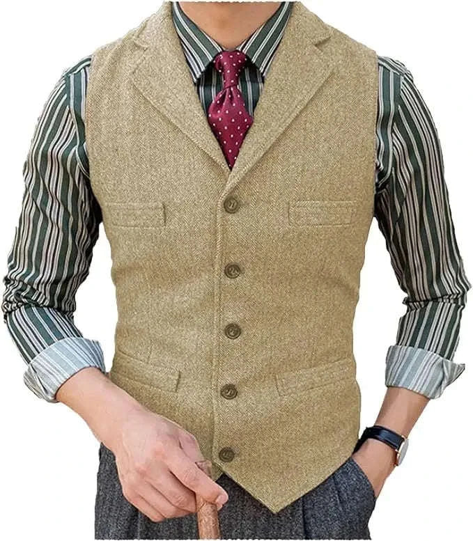 Men's Herringbone Wool Blend Suit Vest Koala Sydney 