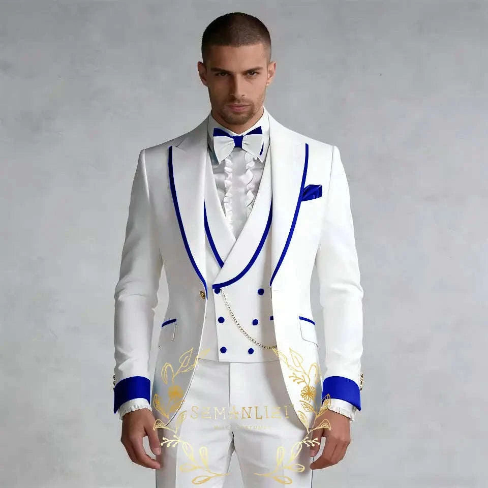 Luxury White 3-Piece Men's Wedding Suit (Jacket + Vest + Pants) Koala Sydney 