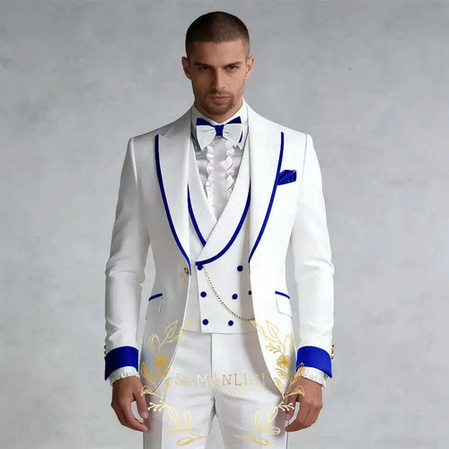 Luxury White 3-Piece Men's Wedding Suit (Jacket + Vest + Pants) Koala Sydney 