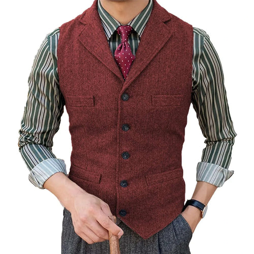 Men's Herringbone Wool Blend Suit Vest Koala Sydney 