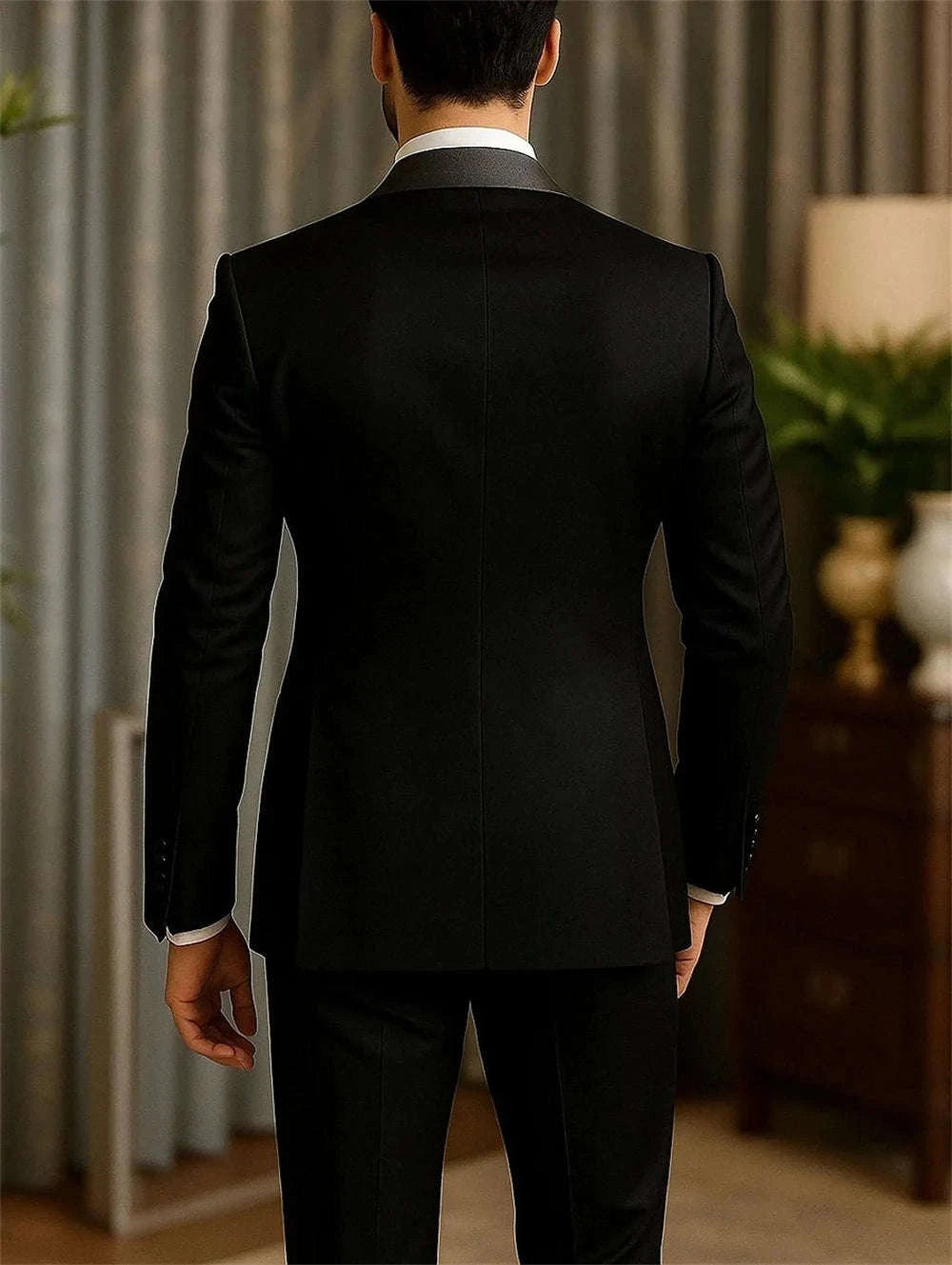 Men's Black 3-Piece Suit with Grey Lapel (Jacket+Vest+Pants) Koala Sydney 