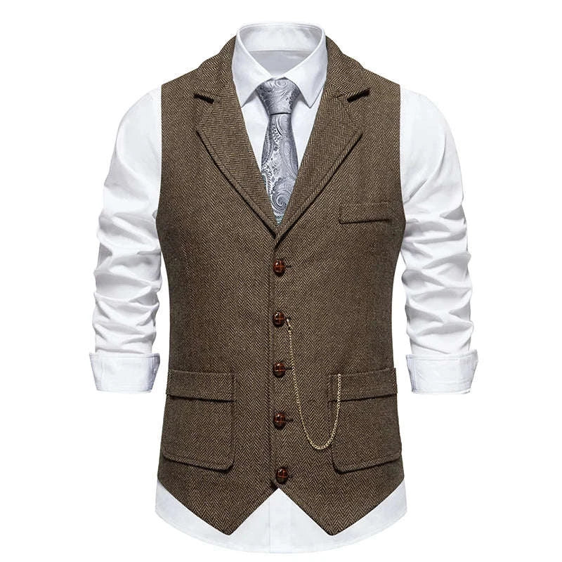 Herringbone Tweed Lapel Waistcoat Koala Sydney 