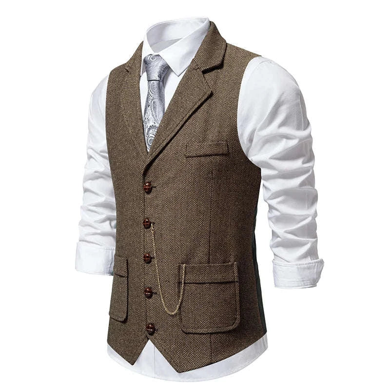Herringbone Tweed Lapel Waistcoat Koala Sydney 