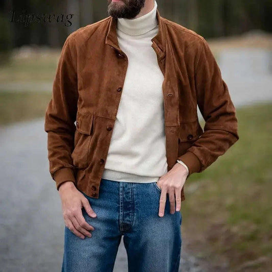 Mens Coat Streetwear Vintage Button-up Long Sleeve Slim Jackets Koala Sydney 