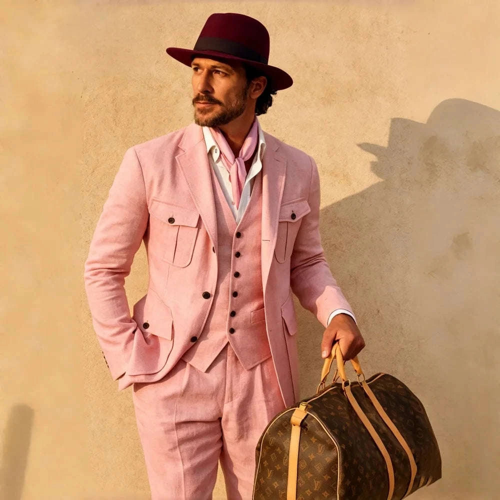 Beige Linen 3-Piece Men's Suit Koala Sydney 