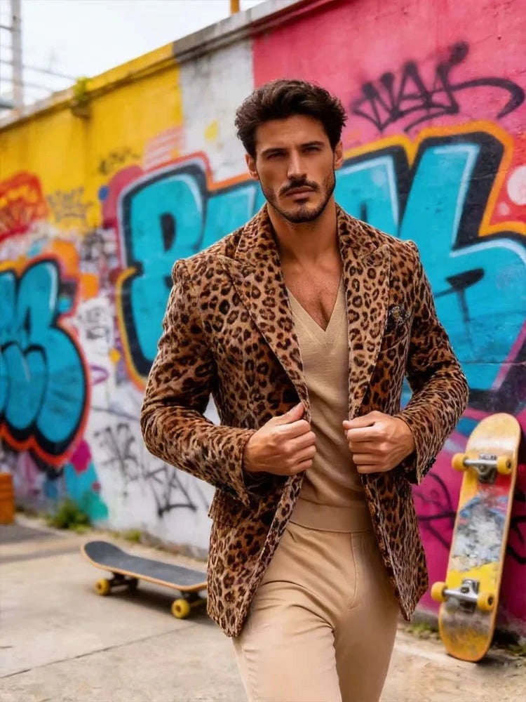 Men's Luxury Leopard Print Blazer Slim Fit Single-Breasted Koala Sydney 