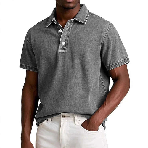 Vintage Men's Solid Polo Shirt Short Sleeve Casual Summer Retro Lapel T-Shirt Koala Sydney 