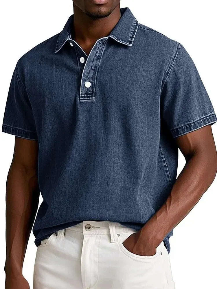 Vintage Men's Solid Polo Shirt Short Sleeve Casual Summer Retro Lapel T-Shirt Koala Sydney 