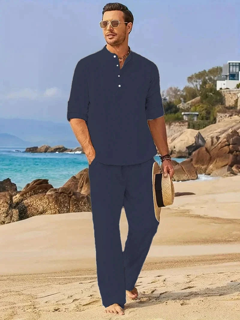 Men's White Linen 2-Piece Summer Outfit Koala Sydney 
