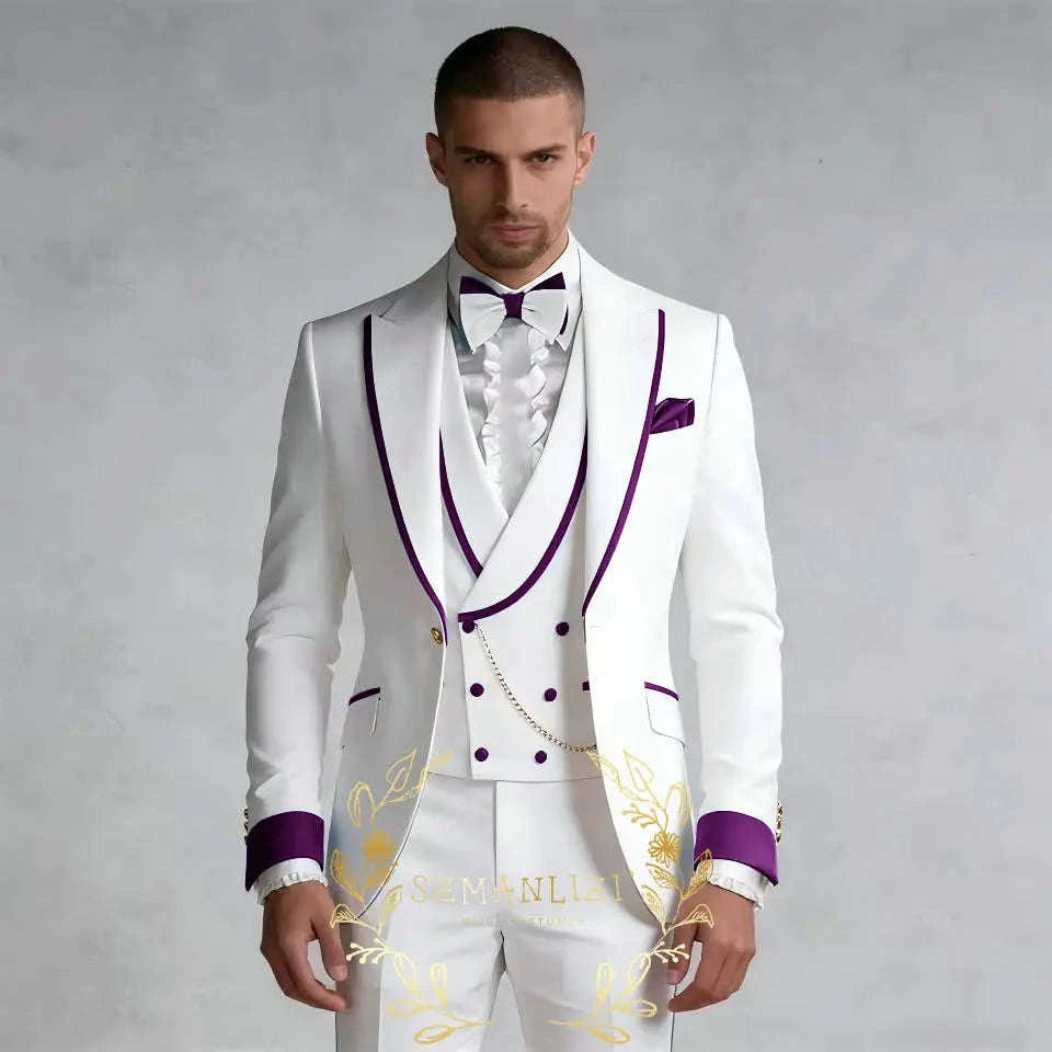 Luxury White 3-Piece Men's Wedding Suit (Jacket + Vest + Pants) Koala Sydney 