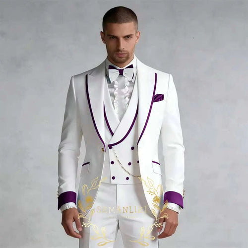 Luxury White 3-Piece Men's Wedding Suit (Jacket + Vest + Pants) Koala Sydney 