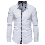 Men's Formal Slim Fit Long Sleeve Button-Up Shirt with Pocket