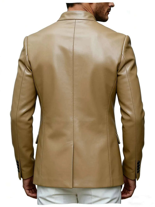 Men’s Stand Collar Faux Leather Double Breasted Blazer Koala Sydney 